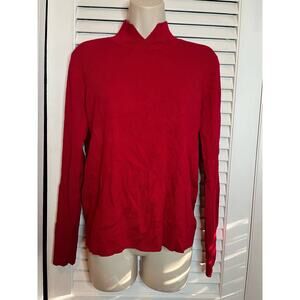 Coldwater Creek split neck silk blend turtleneck M Excellent Fall Red Soft ribbe